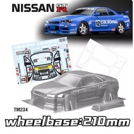 1/10 PC RC Team C TM234 1/10 GTR R34 M Shell Body 210mm Wheelbase Transparent Shell Body For 1/10 RC