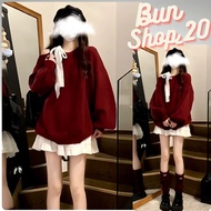 Women's Outfit Set Women's Fleece Set Skirt Off Shoulder Blouse Mixed with Lace Bow with Pleated Ski