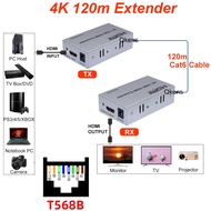 4K 120m HDMI Ethernet Extender HDMI To RJ45 Extender Video Transmitter and Receiver Converter Via Cat5e Cat6 Network Cable for PS3 PS4 PS5 Camera Laptop PC To TV Monitor Projector