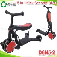 Unicorn Selected D6N5-2 5 in 1 3 Wheel Scooter For Kids Ride On Bike Convertible to Scooter Hand Pus