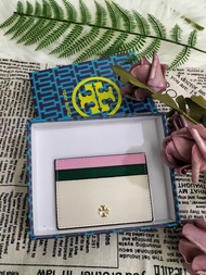 Tory Burch Emerson Leather Slim Card Case Wallet Card Holder + FREE BOX