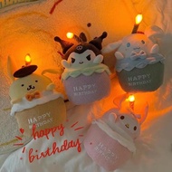 Sanrio Kawaii Plushie Stuffed Toy Cake Modeling Musical Candle Plush Toys Kids Birthday