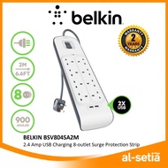 BELKIN BSV804SA2M 8 UK PLUGS + 2 USB EXTENSION SOCKET SURGE PROTECTOR SOCKET PLUG WITH SIRIM APPROVE