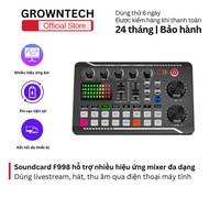Soundcard F998 Mixer Livestream - Hiệu ứng voice changer echo reverb thu âm karaoke pin 1200mAh kết 