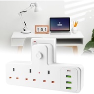 UK Extension Multi Plug Adapter, 7  in 1 Plug Extension Socket 3250W 13A with 3 USB Ports 1 USB-C