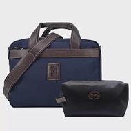 LONGCHAMP BOXFORD系列帆布兩用旅行袋(附盥洗包) 深藍