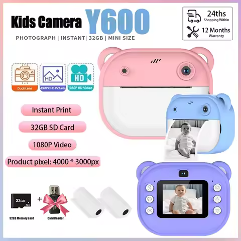 Children Digital Camera Instant Print for Kids Thermal Print Camera Instant Photo Printing Camera Vi