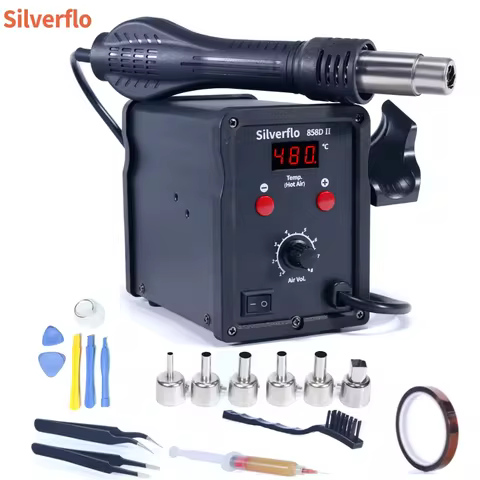 Silverflo 858D-II Hot Air Rework Station 700W Heat Gun Station With Temp.Calibration Mode for BGA PC