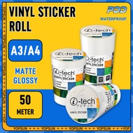 ITech Vinyl Sticker Roll A4 & A3 Waterproof 50Meters Printable High Quality