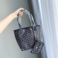 Original - Goyard Anjou Mini Navy Leather Tote Bag