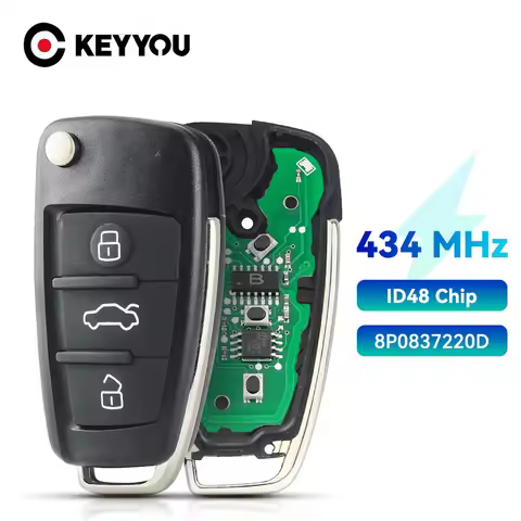 KEYYOU 1PCS 8P0837220D Remote Car Key For Audi A1 A3 TT S1 S3 Q3 2005+ 433Mhz ASK ID48 Chip 8P0 837 