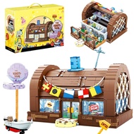 Creative Cartoon Krusty Krab Restaurant Building Blocks Creative Canteen Scenes Model Bricks Desktop