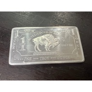 1 oz One Troy Ounce Buffalo .999 Fine Aluminium Bullion Bar Al Element 1oz (Defects)