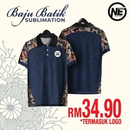 TSHIRT BATIK BERKOLAR SUBLIMATION SIAP LOGO-(BATIK01)