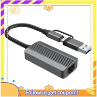 【W】2.5G High-Speed Ethernet Adapter USB 3.0 & Type C to RJ45 Network Card for Laptop PC NAS Server