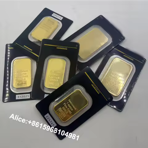 1oz /50g 24K Gold Plated Bar Swiss Argor Copper Bullion Switzerland Gold Bar With Different Serial N