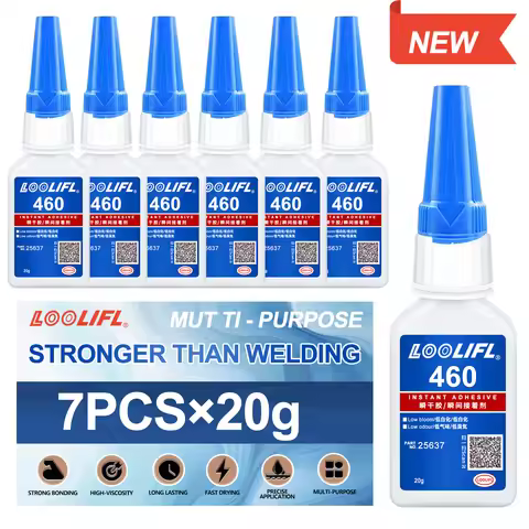 LOOLIFL 1-7pcs Super Glue Plastic Professional Adhesive TransparentCyanoacrylateGlue Fast Drying Odo