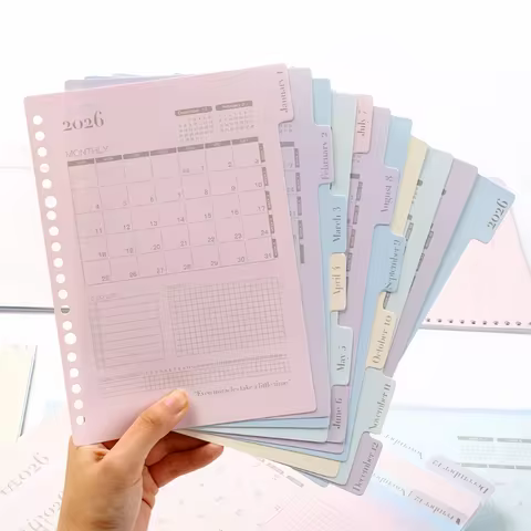 13-page 2026 calendar plan, A4 B5 A5 macaron color 2026 calendar Plan Split Page loose-leaf change C