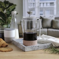 【生活哲學】960ml法式濾壓壺 | 透明濾壓壺 - 拿鐵矽膠套