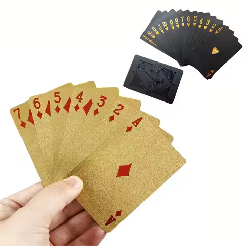 1pcs Black Gold Plastic Poker Card Waterproof Creative Black Rose Poker Card