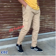 Cargo Army Slack 6Pockets Pants Unisex Tactical Elasticated Lelaki/Perempuan Waist Slimfit Local Sel