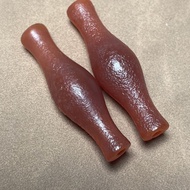 Antique Auspicious Red Full Orange Peel Pattern Dzi Beads String Red Agate Aquarius Tube Beads 40 * 