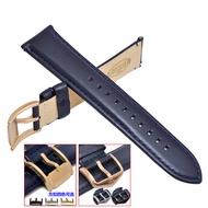 1/3✈Suitable for fossil Leather Strap Blue Genuine Leather Men 22mm Universal 20mm Watch Chain FS506
