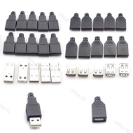 3 in 1 USB 2.0 Type A male Female 4 Pin power Socket cable Connector Plug With Black Plastic Cover Solder Type DIY repair  SG9B