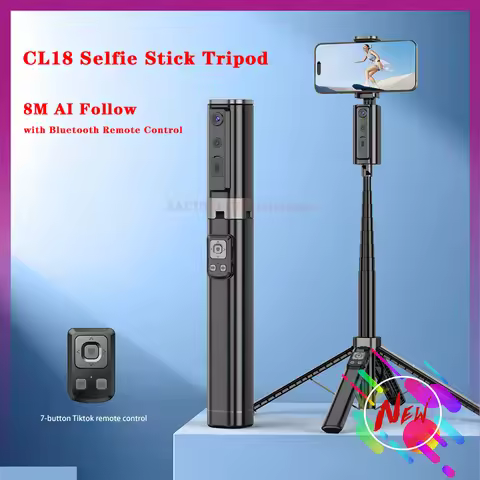 CL18 8M AI Follow Selfie Stick Tripod Foldable Monopod with Bluetooth Remote Control For iphone Xiao