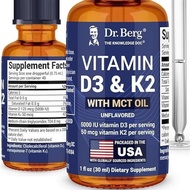 Dr. Berg Maximum Strength Vitamin D3 K2 Liquid Drops with MCT Oil –5,000 IU Liquid Vitamin D3 with K