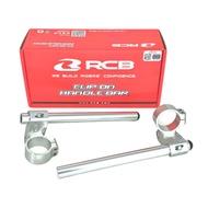 [ 47MM  ] RCB CLIP ON LIFTED ADJUSTABLE HANDLE BAR SET [ M8 BOLT ] * SILVER / BLACK *