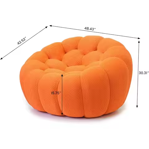 Bubble Couch,49.21'' Single Sofa,Mesh Fabric Lazy Floor Sofa, 3D Honeycomb Shape Curved Couch for Li