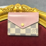 95%NEW二手LV短銀包, N60292, 粉色/白色棋盤格, 三折款帆布, ZOE DAMIER AZUR #香榭站正品