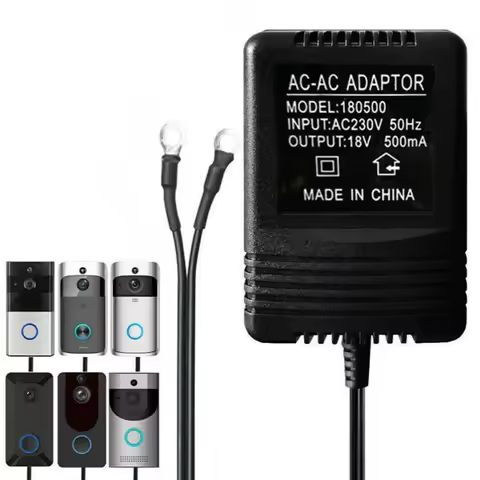 Doorbell Power Adapter, 18V 500MA Doorbell Transformer 5M Cable Compatible Ring Doorbell Video Doorb