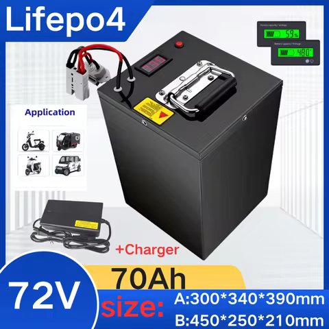 72V 70Ah lifepo4 battery Lithium Rechargeable BMS 24S deep cycle for 5000W bicycle bike scooter Moto