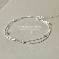 GLAMOR Silver Bracelet Snake Bone Chain Women's