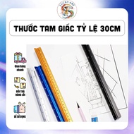 30cm Scale Triangle Ruler (Scale Ruler) - Multi-Proportion Technical Aluminum Ruler