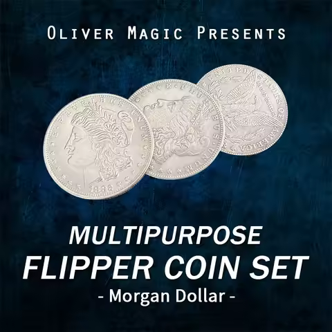 Multipurpose Flipper Coin Set (Morgan Dollar) By Oliver Magic Tricks Gimmick Two Coins Instantly Int