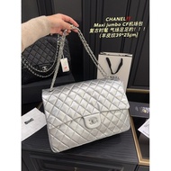 100% C-Maxi jumbo CF Airport Large Sheepskin Pattern Female Chain Genuine Leather Bag Size 39.25cm B