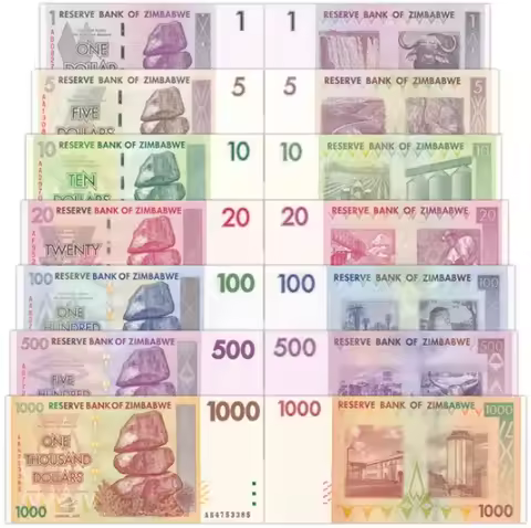 2007 Zimbabwe 1-50 Million dollar Original Notes UNC