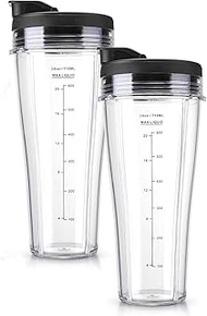 2 Pack Replacement Cups with Sleeves for Ninja Blender - Compatible with Ninja Food Processor & Mixe