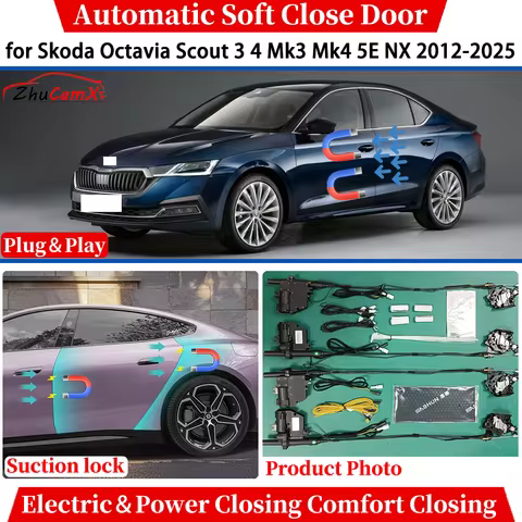 for Skoda Octavia Scout 3 4 Mk3 Mk4 5E NX 2012-2025 Car Automatic Soft Close Door Electric Power Com