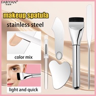 3Pcs Makeup Brush Set Stainless Steel Makeup Spatula Mixing Stick Foundation Brush Set Silicone Lip