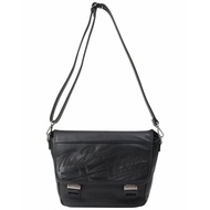 [Norton] PU Leather Shoulder Bag with Tone-on-Tone Embroidery for Men - Casual Bike Use 261N8502 Bla