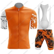NEW IN SALE Orange Cycling Jersey Set Mens Summer Retro Cycling Clothing Road Bike Shirts Suit Bicycle Bib Shorts