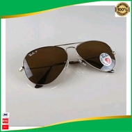 Kacamata Rayban Original/Ori Aviator Lensa Polarized Coklat/Brown