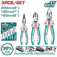 (S63) Set of 3 tooth pliers, cutter and long nose (30% power assist) TOTAL THT2K0301S. TTT TTT TTT