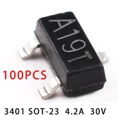 100PCS/LOT AO3401 SOT-23 3401 4.2A 30V Transistor Kesan Medan SMD P-Channel MOS-FET Penandaan A19T K