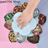 JPW4706 พร้อมที่วางโทรศัพท์ กล่องขนมรูปกลีบดอกไม้หมุนได้ พลาสติกทำจากพลาสติก ป้องกันฝุ่นและฝุ่น ถาดใ