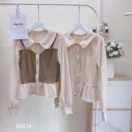 Velvet faux camisole peplum shirt A3047